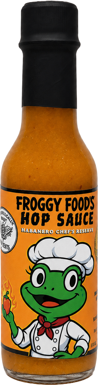 Froggy Foods hot sauce bottle