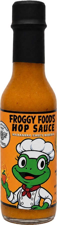 Froggy Foods hot sauce bottle