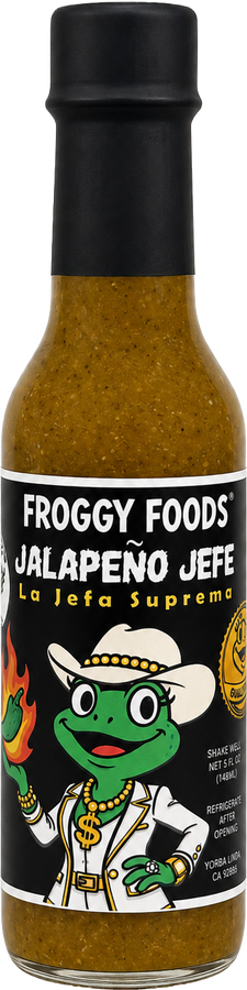 Froggy Foods hot sauce bottle