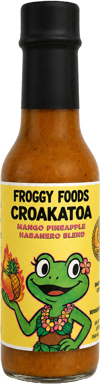 Froggy Foods hot sauce bottle