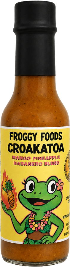 Froggy Foods hot sauce bottle