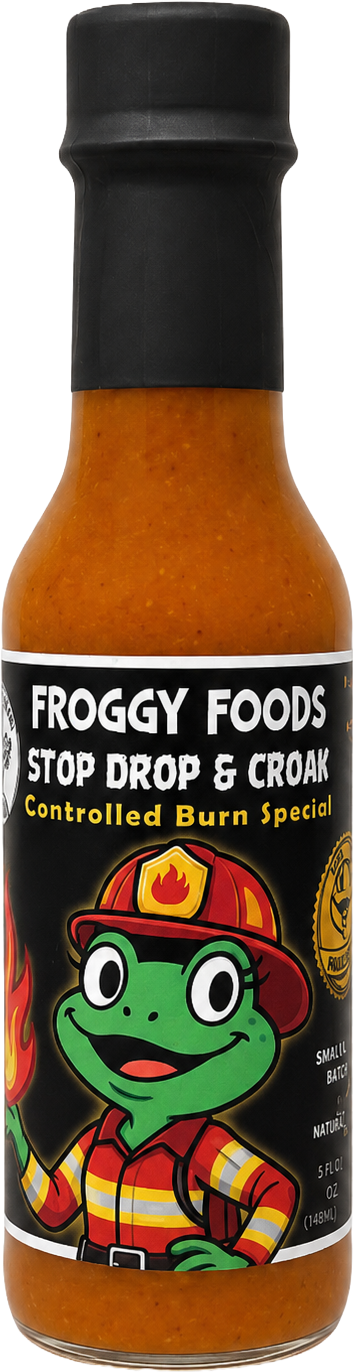 Froggy Foods hot sauce bottle
